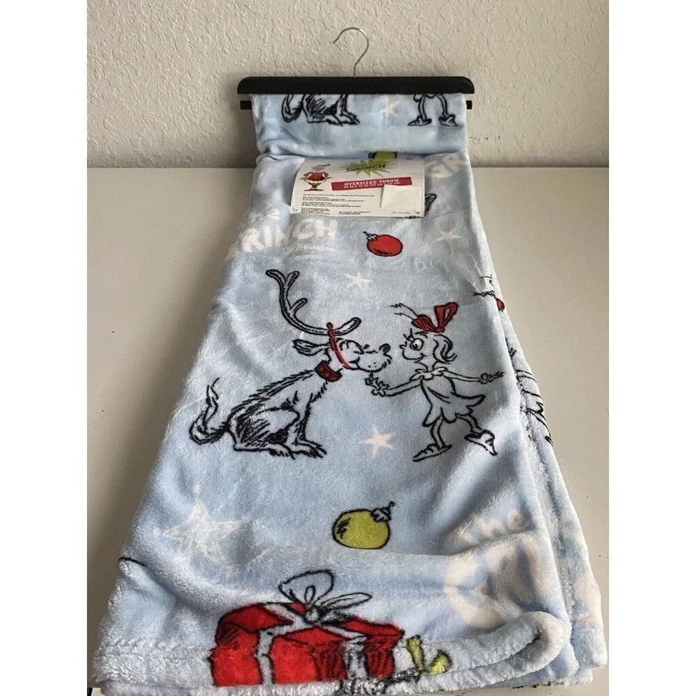 The Grinch Blanket Christmas Soft Throw Oversized 50X70” Dr Seuss‎ Max Cindy Lou